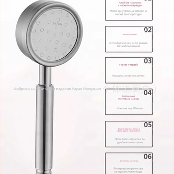 Душ слушалка под налягане от неръждаема стомана, защита от изгаряне и падане, ръчна регулируема дюза, голям изход за вода, комплект за душ с квадратна горна струя