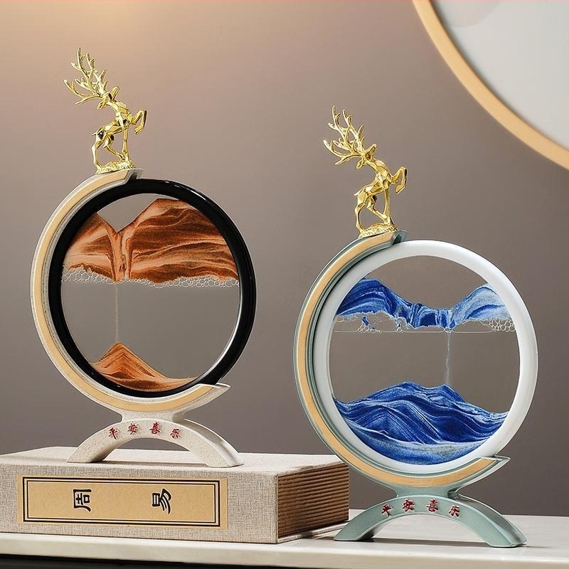 Жив пясък Картина Пясъчен часовник Топла декорация за дома Хол Винен шкаф ТВ шкаф Декорация с елени Подарък за преместване Подарък за новодомци