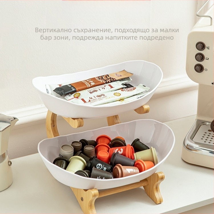 Имитация на дървесни зърна Домакинска трансгранична многослойна домакинска хол Плодова чиния с бонбони Плодова чиния с трислойна двуслойна пластмасова стойка Плодова чиния