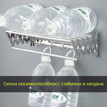 Прибираща се стойка за кърпи от неръждаема стомана без пробиване, сушилня за дрехи за балкон, разтегателна сгъваема стойка за кърпи за баня