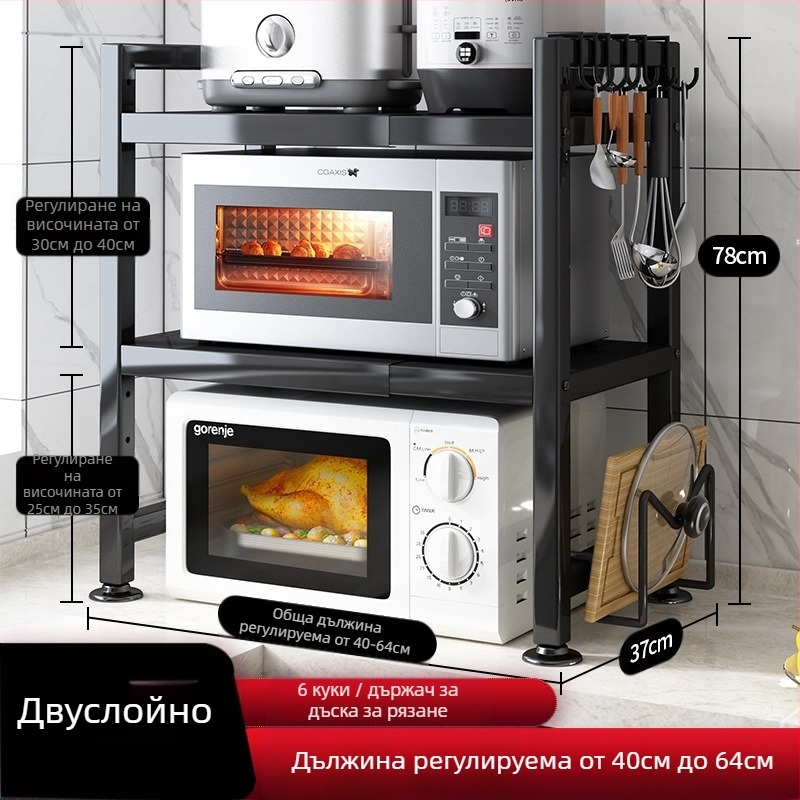 Управителят на магазин за кухненски стелажи препоръчва прибираща се удебелена удебелена кухненска маса за оризоварка, чайник, стойка за микровълнова фурна