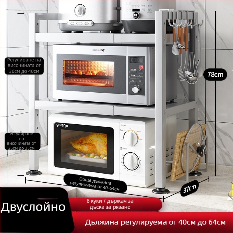 Управителят на магазин за кухненски стелажи препоръчва прибираща се удебелена удебелена кухненска маса за оризоварка, чайник, стойка за микровълнова фурна