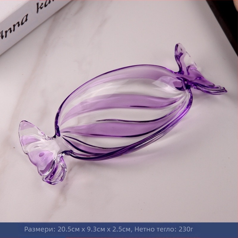 Цветна стъклена чиния с плодове, креативна чиния с форма на бонбони, чиния за бонбони, домакинска чиния със сушени плодове, чиния за храна, чиния с плодове