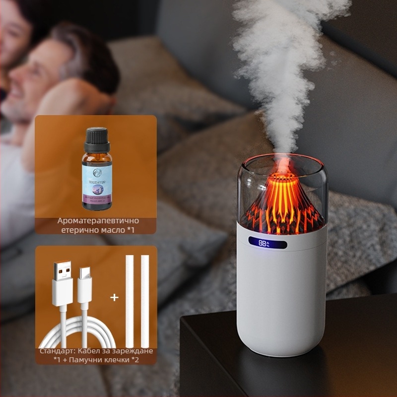 Нов симулационен вулканичен овлажнител, цветен ароматен дифузер, USB акумулаторен, настолен, автомобилен, тамян, попълващ вода, атмосфера, нощна светлина