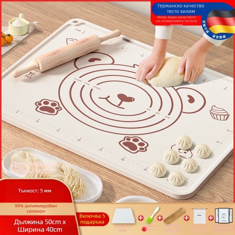 Силиконова подложка за хранителни продукти, удебелена подложка за месене, голяма подложка за тесто, дъска за рязане на едро, неплъзгаща се подложка за печене