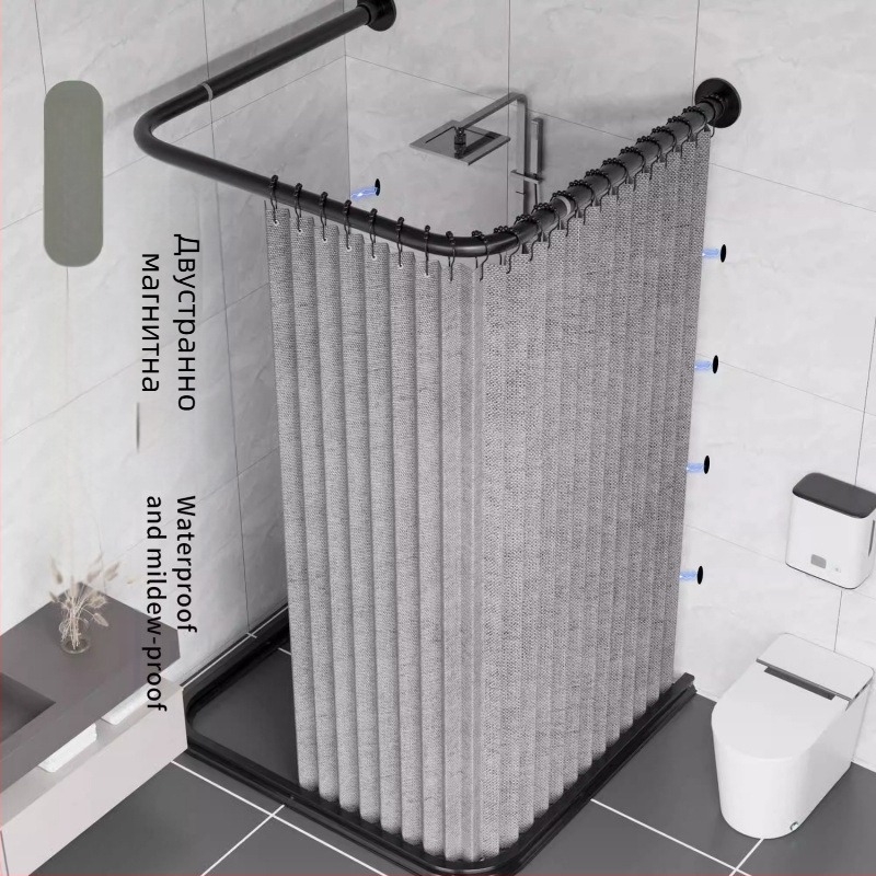 U-образна сгъваема завеса за душ, невидима магнитна завеса за душ, без перфоратори, подходяща за дъгова хигиена