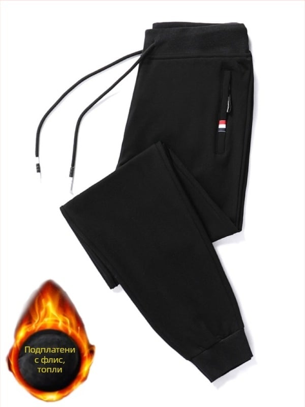 Мъжки зимни ежедневни спортни панталони за есен и зима с поларена подплата за топлина и устойчивост на студ, увеличаващи височината дълги панталони с полар и удебелена подплата