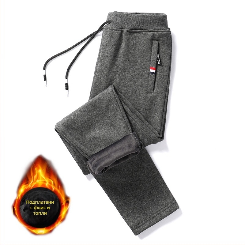 Мъжки зимни ежедневни спортни панталони за есен и зима с поларена подплата за топлина и устойчивост на студ, увеличаващи височината дълги панталони с полар и удебелена подплата