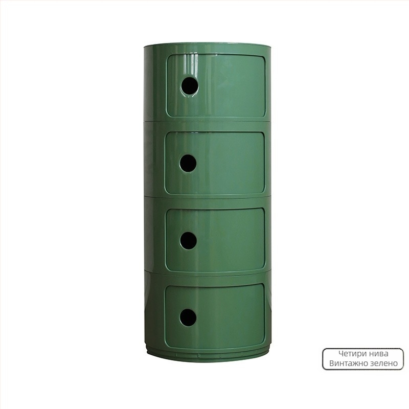 Nordic Ins Internet Celebrity Кръгла нощна масичка Модерен минималистичен пластмасов шкаф за съхранение Шкаф за съхранение в хол Многослоен малък страничен шкаф