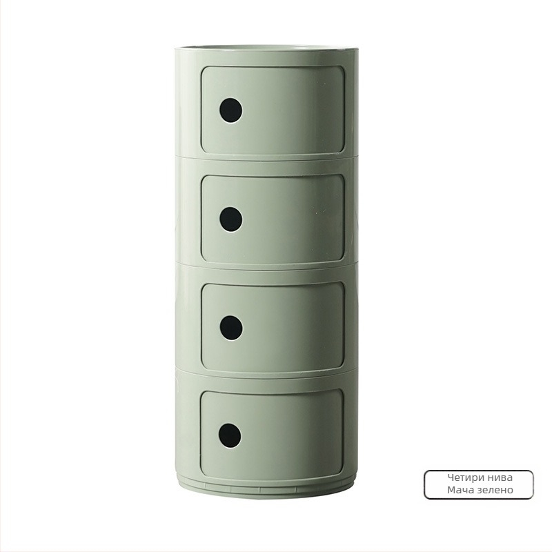 Nordic Ins Internet Celebrity Кръгла нощна масичка Модерен минималистичен пластмасов шкаф за съхранение Шкаф за съхранение в хол Многослоен малък страничен шкаф