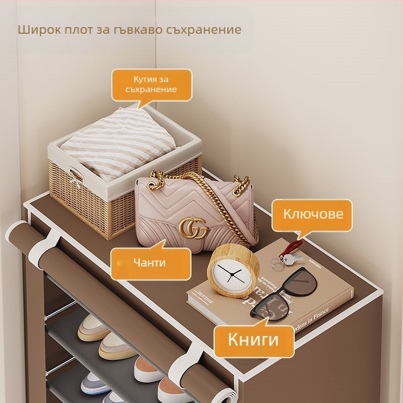 Шкаф за обувки, стая под наем в общежитие, обикновен домакински, вътрешен, прахоустойчив, многослоен, шкаф за обувки, тясна врата, икономичен за съхранение
