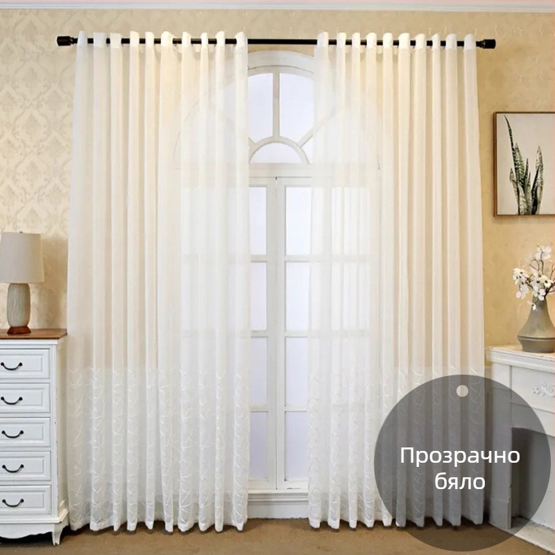 Търговия на едро френски дантелен екран за прозорец за всекидневна спалня полу-сенчещ екран за прозорец романтична бяла дантелена балконска завеса