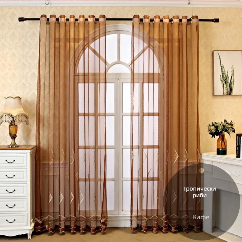 Търговия на едро френски дантелен екран за прозорец за всекидневна спалня полу-сенчещ екран за прозорец романтична бяла дантелена балконска завеса