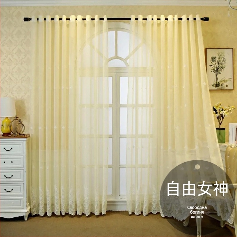 Търговия на едро френски дантелен екран за прозорец за всекидневна спалня полу-сенчещ екран за прозорец романтична бяла дантелена балконска завеса