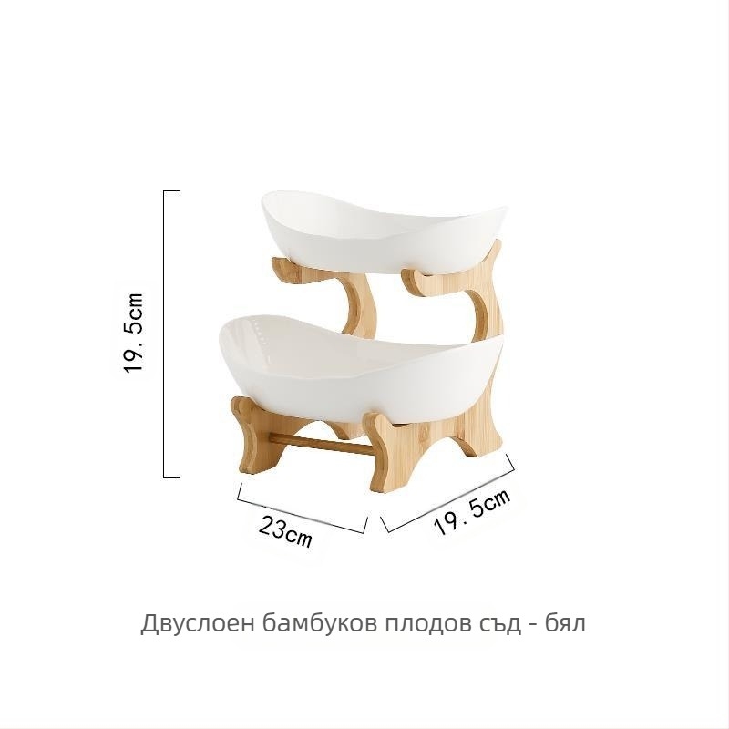 Креативна трислойна многослойна чиния с плодове, европейска керамична чиния за сушени плодове, бамбукова дървена стойка, домакинска чиния за закуски, поднос за бонбони, кошница с плодове