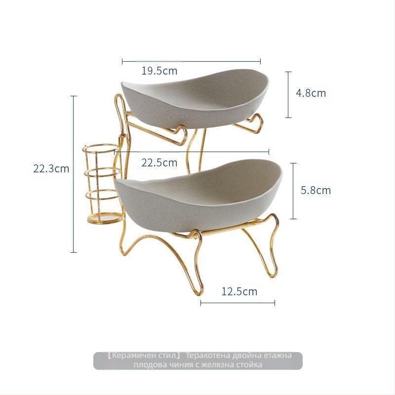 Креативна трислойна многослойна чиния с плодове, европейска керамична чиния за сушени плодове, бамбукова дървена стойка, домакинска чиния за закуски, поднос за бонбони, кошница с плодове