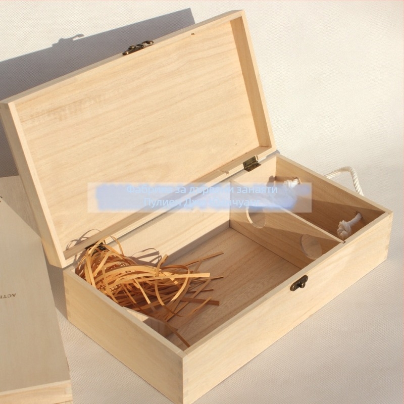 Кутия за вино Кутия за червено вино Двойна дървена кутия за червено вино Двойна дървена кутия за бутилки Кутия за вино Дървена кутия за червено вино Подаръчна кутия за чуждестранно вино