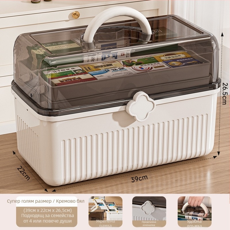 Кутия за лекарства за дома Голяма кутия за съхранение на лекарства Домакинска кутия за лекарства с голям капацитет Класификация на медицинската кутия за спешни случаи