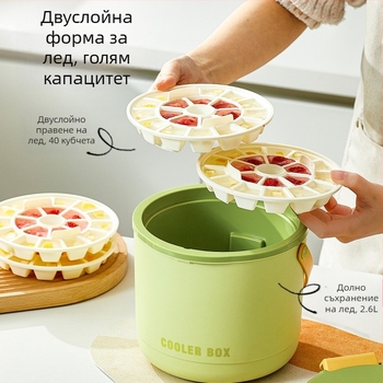 Кофа за съхранение на топлина от ледени блокове, преса за външна употреба, кофа за студено съхранение на ледени блокове за къмпинг, преносима форма за ледени блокове, кофа за студено съхранение