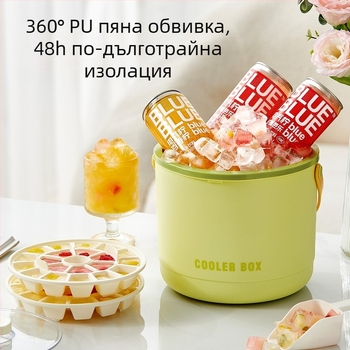 Кофа за съхранение на топлина от ледени блокове, преса за външна употреба, кофа за студено съхранение на ледени блокове за къмпинг, преносима форма за ледени блокове, кофа за студено съхранение