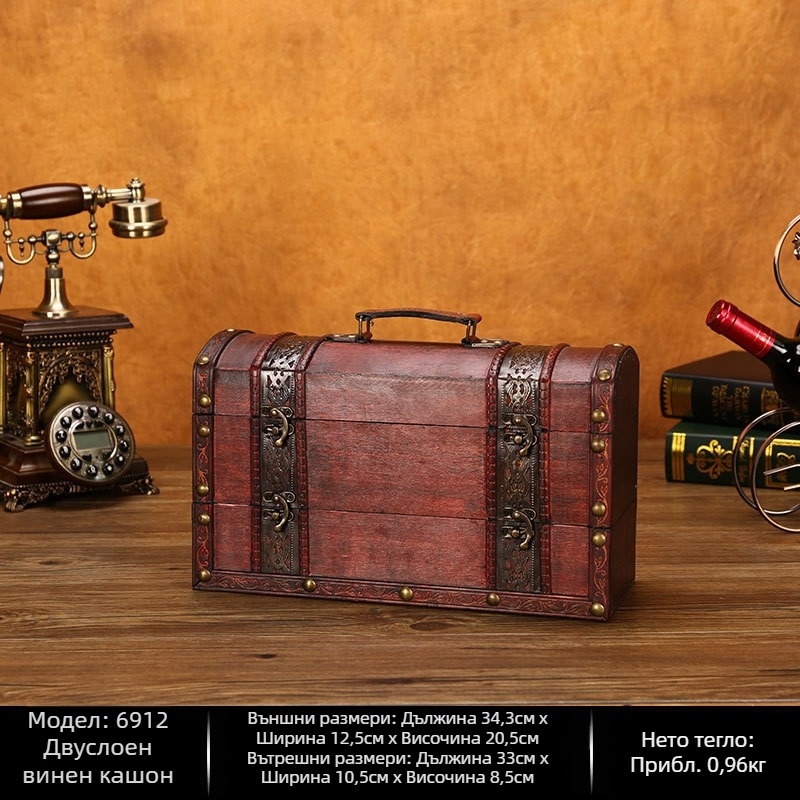 Европейски антични дървени кутии за вино за фестивал на сватбено тържество подаръчни кутии поддръжка производство на едро