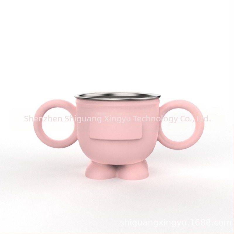 Комплект малки прибори за хранене от силиконова чиния за хранене за деца, хранителен клас, противопадаща, подвижна чиния за хранене от неръждаема стомана 304 с вендуза