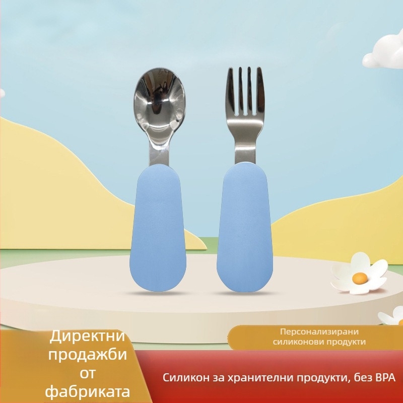 Комплект малки прибори за хранене от силиконова чиния за хранене за деца, хранителен клас, противопадаща, подвижна чиния за хранене от неръждаема стомана 304 с вендуза