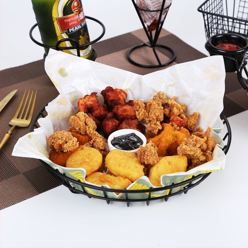 Американски стил Креативни прибори за хранене Железна кошница за пържени закуски Кошница с пържени картофи Кошница с пържени десерти Пържено пиле Кошница за хляб Чиния Контейнер