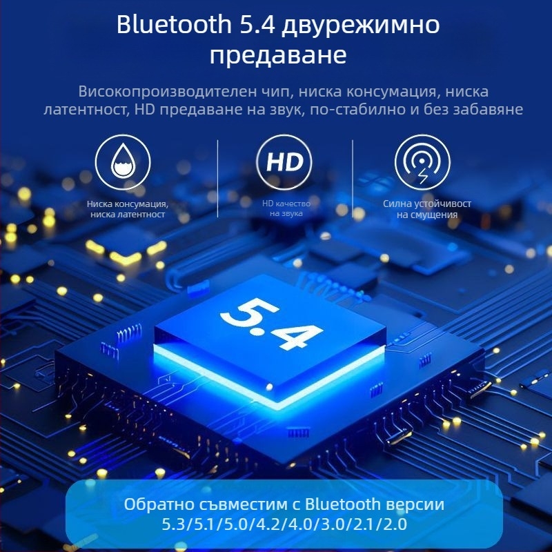 Bluetooth адаптер 5.4 с антена, USB адаптер, компютър, приемник, предавател, Bluetooth стик