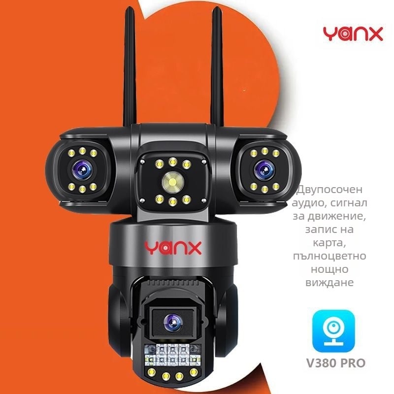 V380 HD Видеонаблюдение Три обектива Три Екранна WIFI КАМЕРА Безжична Камера с 3 обектива