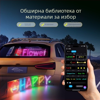 Прозрачен смарт LED гъвкав екран за кола, превъртащ се екран за реклама на задното стъкло на колата, емотикон, стикер за кола, смарт стикер за кола