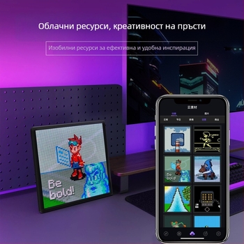 64*64 пикселен екран, будилник, „Направи си сам“, настолен, креативен, декоративен орнамент, практичен, интелигентен, LED, атмосфера, подарък за рожден ден.