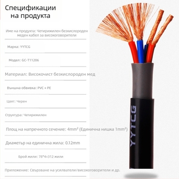 Меден кабел за високоговорители без кислород, висококачествен, инженеринг на кабели за високоговорители, аудио съраунд кабел, усилвател, аудио кабел за високоговорители, хлабав кабел