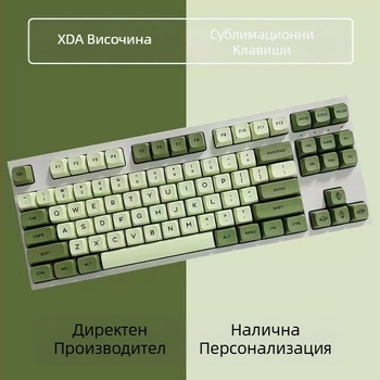 Клавишни капачки Matcha Xda Profile PBT с сублимирано багрило за корейски, тайландски, японски и руски език, 123 клавиша, в торбичка