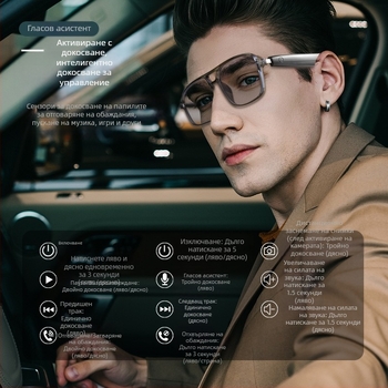 Трансгранични Ai Smart Translation Bluetooth очила GS10 с двоен лъч и променящи цвета лещи за слушане на музика и разговори, анти-UV слънчеви очила