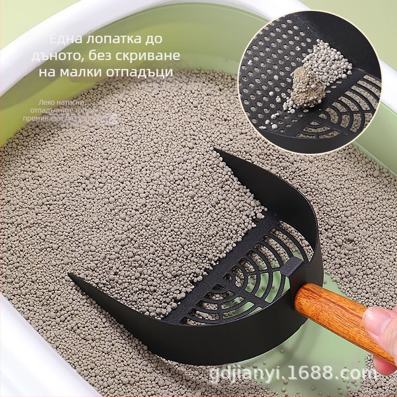 Котешка тоалетна от неръждаема стомана лопата за котешка тоалетна въглеродна лопата лопатка бентонит тофу смесена пясъчна лопатка лопатка дървена дръжка производители на котешки лопати