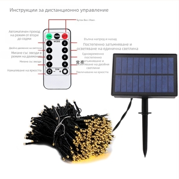 LED слънчеви гирлянди за декорация на двора, гипсофила, външно инженерно осветление, празнични LED гирлянди на едро
