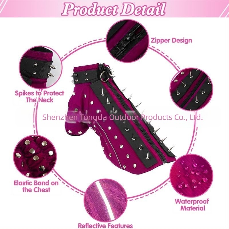 Нови дрехи за домашни любимци, жилетка за кучета с шипове, светлоотразителни нитове, защита против ухапване, аксесоари за кучета, топли дрехи
