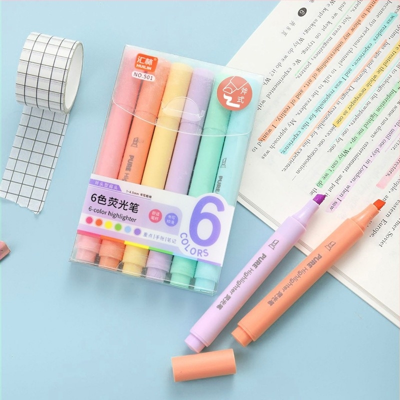 Хуейлин Трансгранични флуоресцентни химикалки, светли ръкописни вестникарски маркери за ученици, цветни висококачествени художествени графити.