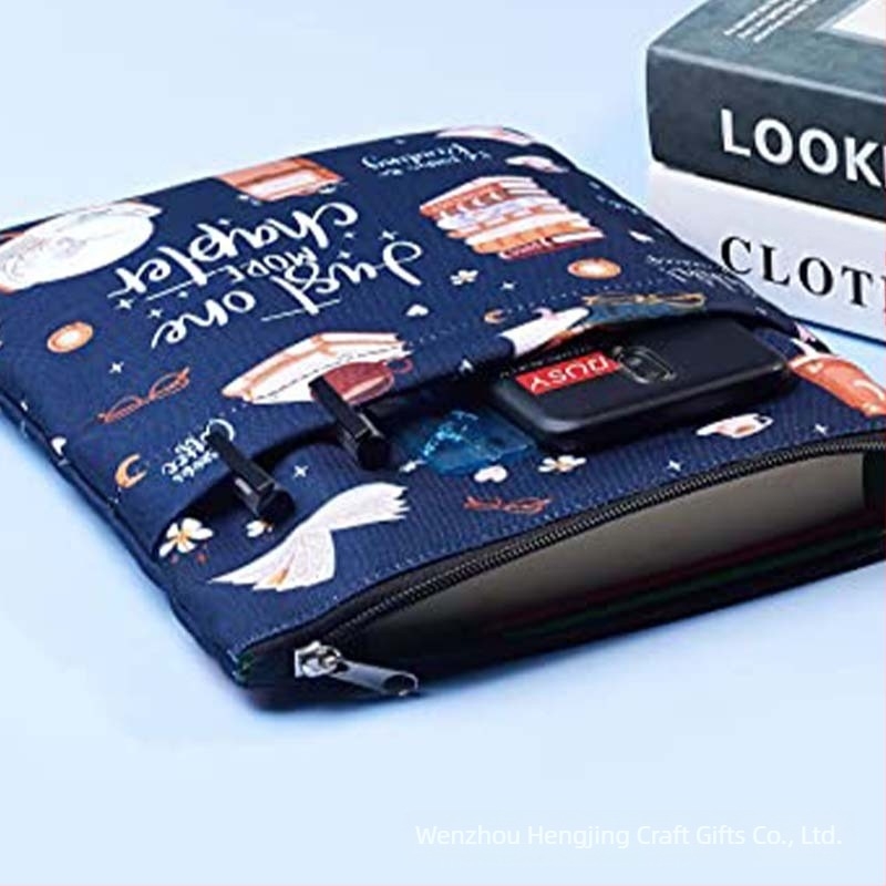 Калъф за книга с цип и преден джоб, защитен калъф за подарък за любителите на книги