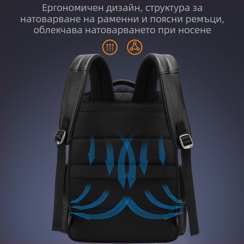 Експлозивна мъжка раница от естествена кожа с деколте тип „Даниел“, семпла модна компютърна раница от растително дъбена телешка кожа, бизнес чанта на склад