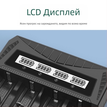 Зарядно за батерии USB LCD екран дисплей интелигентно Aa/Aaa батерии 18650 26650 21700 зарядно