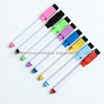 Комплект от 8 цветни маркера за бяла дъска в торбичка с магнитна лента и четка, цветен черен маркер на водна основа, изтриваем.