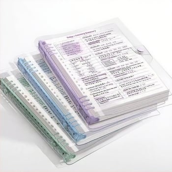 Прозрачен тефтер с подвижни листа и мека обвивка, стилен, висококачествен, удебелен, универсален за ученици от прогимназията, гимназисти и студенти