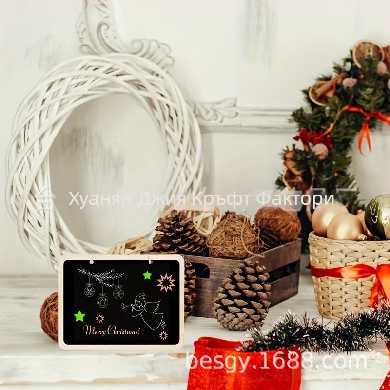 Трансгранична горещо продавана Amazon популярна малка правоъгълна черна дъска, черна дъска с етикет, висяща дървена черна дъска, парти декорация