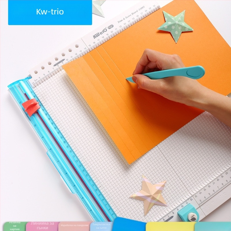 Може да се получи отличен 13095 многофункционален инструмент за рязане на хартия, данни за дъска, надраскване, пресоване, линия за сгъване, 7-в-1 ръчно рязане на хартия за акаунти