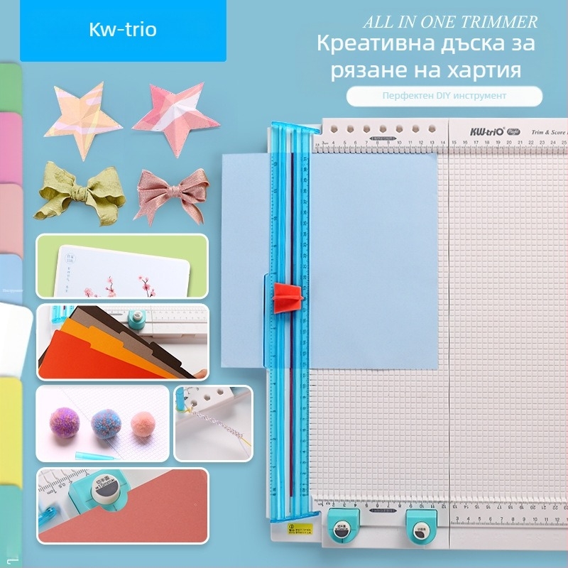 Може да се получи отличен 13095 многофункционален инструмент за рязане на хартия, данни за дъска, надраскване, пресоване, линия за сгъване, 7-в-1 ръчно рязане на хартия за акаунти
