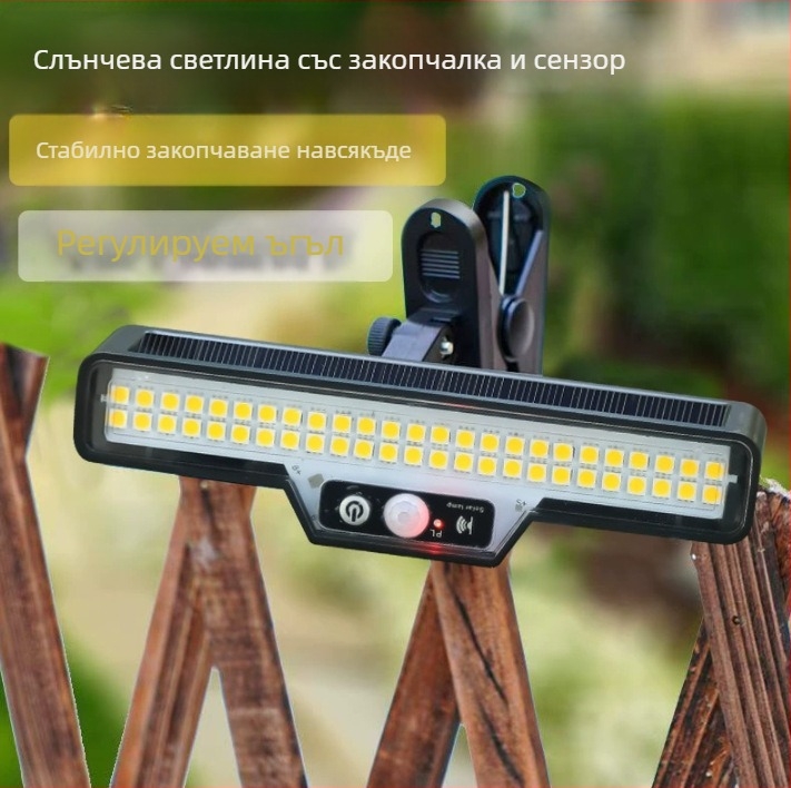 Нова слънчева лампа с клипс за външна индукционна лампа за човешко тяло, стенна лампа с клипс за удобен монтаж, аварийна къмпинг лампа