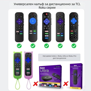 Универсален силиконов калъф за дистанционно управление Explosions Roku Series, светещ, устойчив на изпускане, с котешки уши