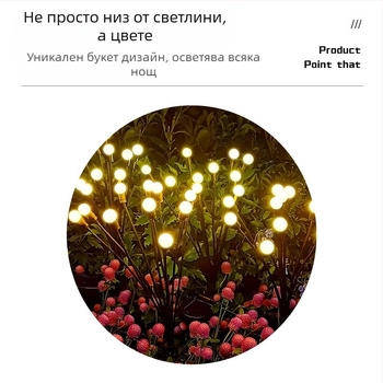 Трансгранична слънчева лампа за земята Firefly, домакинска водоустойчива градинска лампа, лампа за трева, външна LED лампа за контрол на светлината